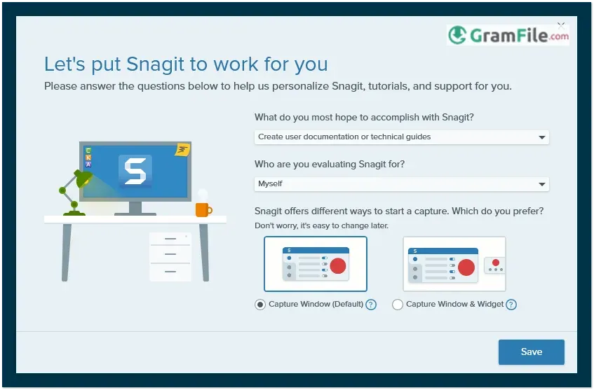 Snagit Welcome Screen