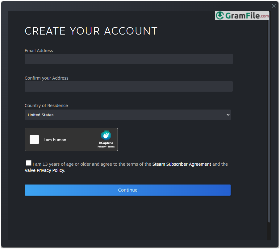 Steam Create Account