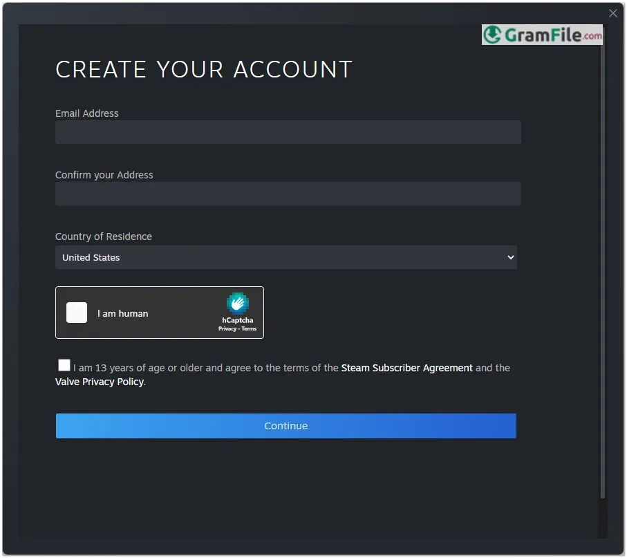 Steam Create Account