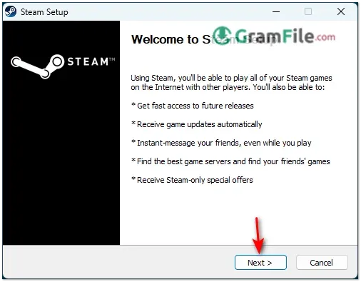 Steam Install Click Next