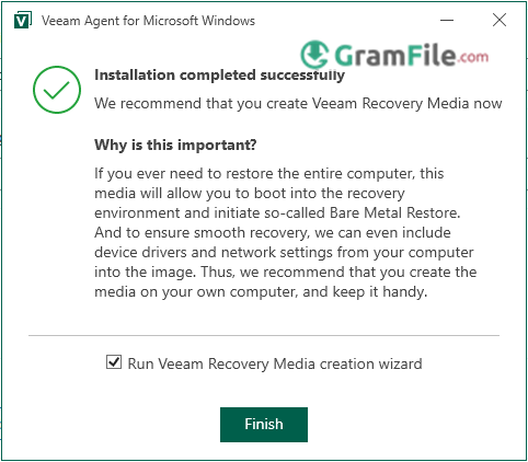 Veeam Agent Install Finish and Run