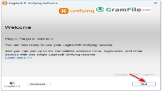Logitech Unifying Software Welcome Screen