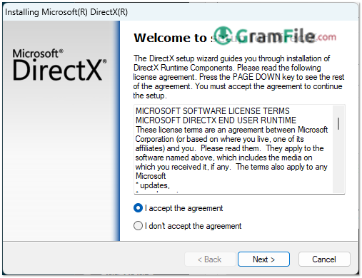 DirectX 12 Install I accept the agreement