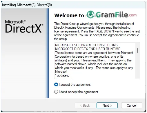 DirectX 12 Install I accept the agreement
