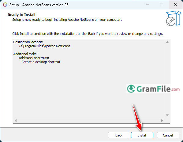Install NetBeans Click Install