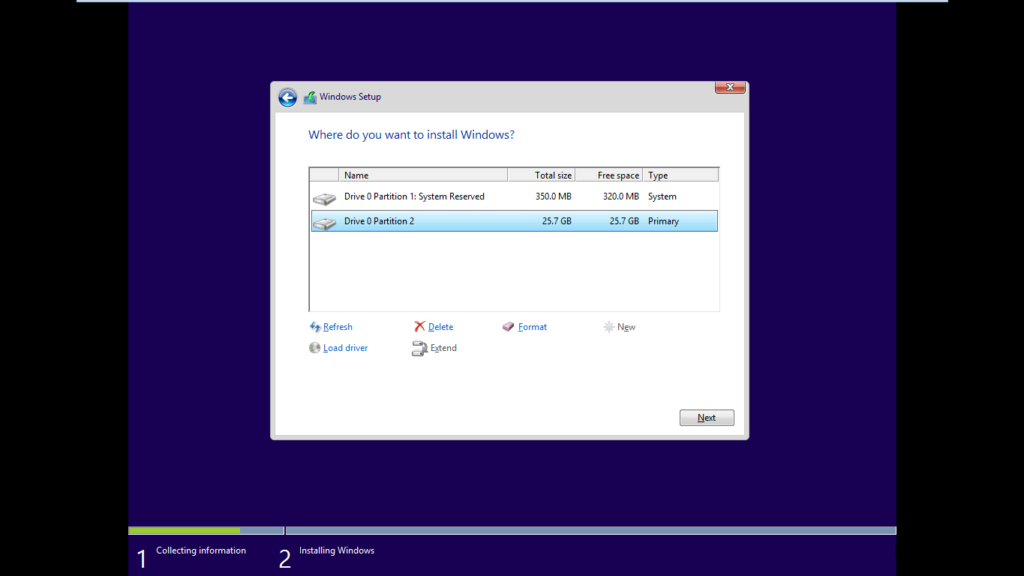 Windows 8.1 Install Choose Where do you want to install Windows