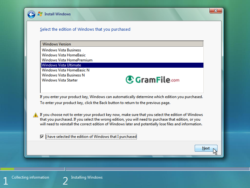 Install Windows Vista Select Edition
