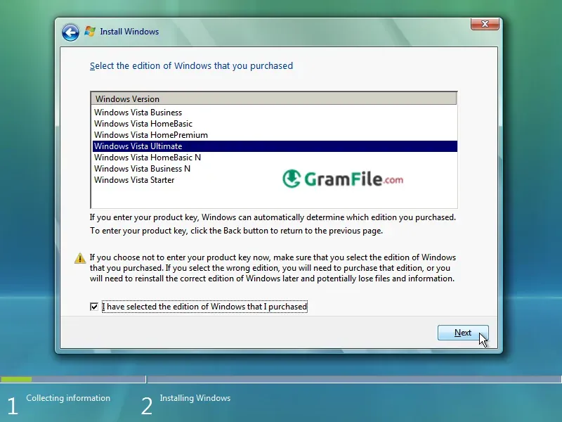 Install Windows Vista Select Edition