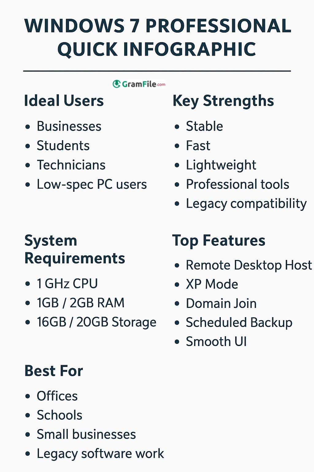 Windows 7 Professional Infographic