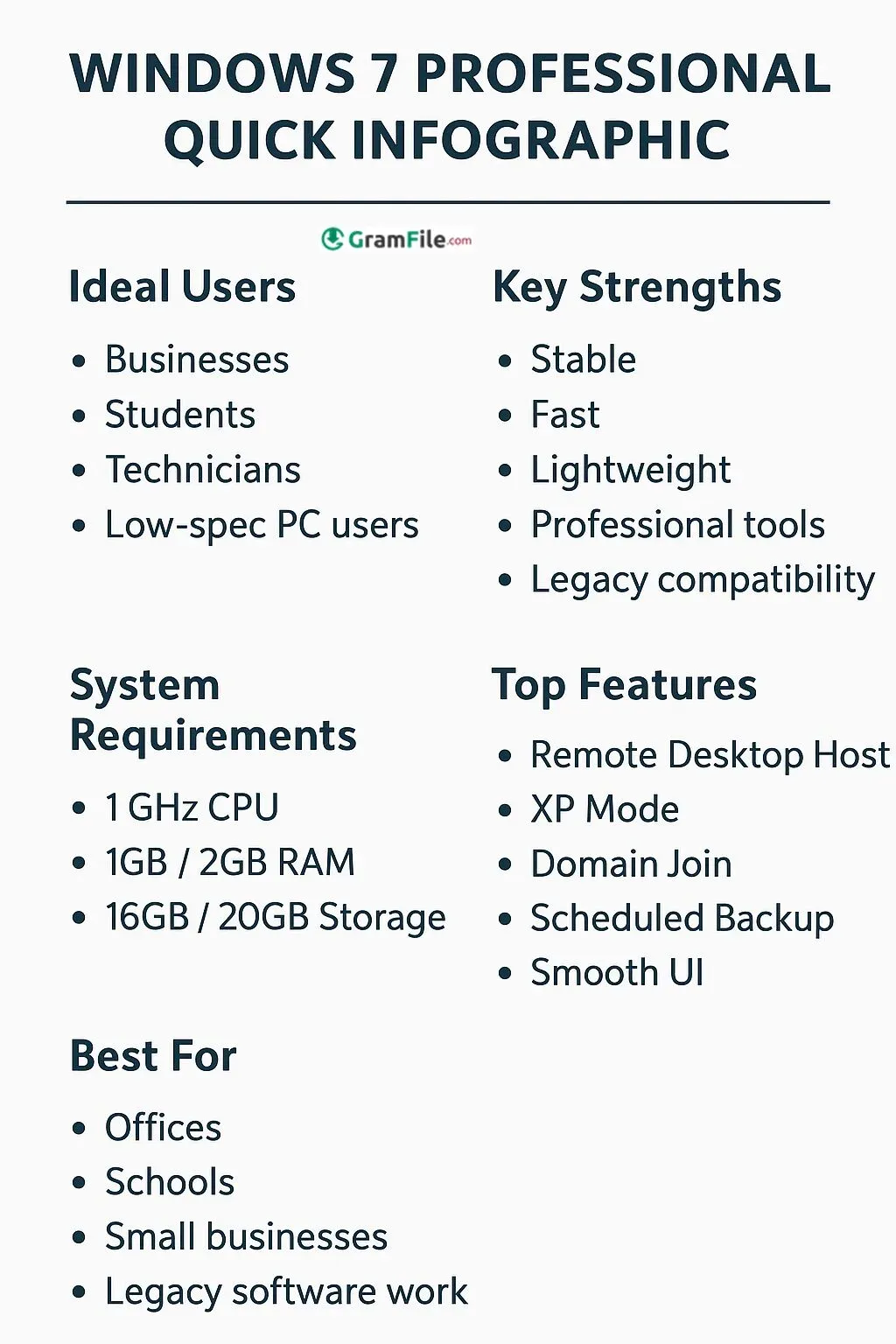 Windows 7 Professional Infographic