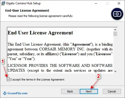 Accept the terms of the license agreement