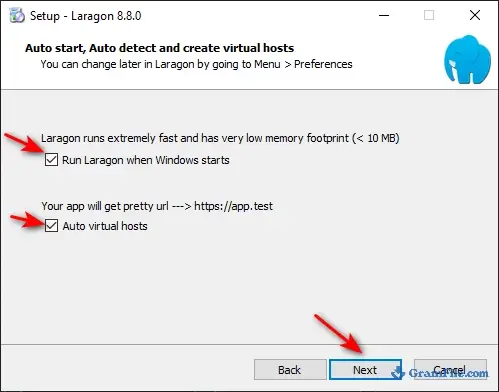 Laragon setup options for auto start, auto detect and auto create virtual hosts
